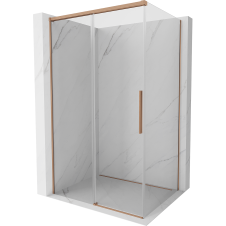 Mexen Rox sliding shower enclosure 90 x 110 cm, transparent, brushed copper - 8C2-090-110-65-00