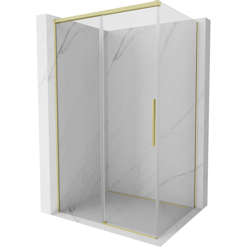 Mexen Rox sliding shower enclosure 150 x 100 cm, transparent, brushed gold - 8C2-150-100-55-00