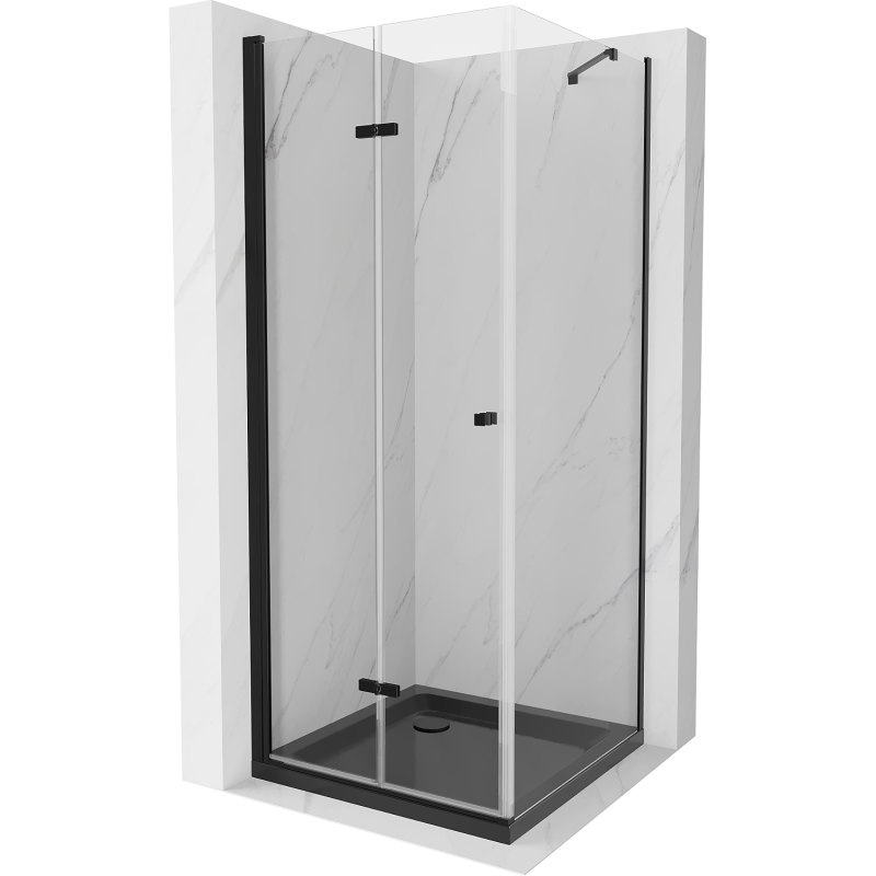Mexen Lima foldable shower enclosure 80 x 80 cm, transparent, black + Flat tray, black - 856-080-080-70-00-4070B
