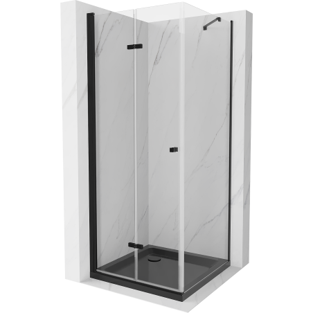 Mexen Lima foldable shower enclosure 80 x 80 cm, transparent, black + Flat tray, black - 856-080-080-70-00-4070B