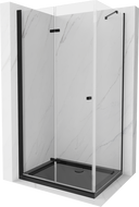 Mexen Lima folding shower cubicle 80 x 100 cm, Transparent, Black + shower tray Flat, Black - 856-080-100-70-00-4070B