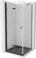 Mexen Lima folding shower cubicle 90 x 90 cm, Transparent, Black + shower tray Flat, Black - 856-090-090-70-00-4070B