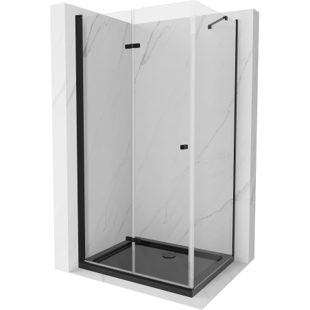 Mexen Lima folding shower cubicle 80 x 120 cm, Transparent, Black + shower tray Flat, Black - 856-080-120-70-00-4070B