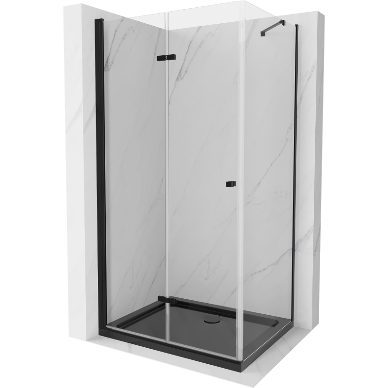 Mexen Lima folding shower cubicle 90 x 120 cm, Transparent, Black + shower tray Flat, Black - 856-090-120-70-00-4070B
