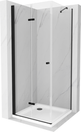 Mexen Lima folding shower cubicle 70 x 70 cm, Transparent, Black + shower tray Flat, White - 856-070-070-70-00-4010B