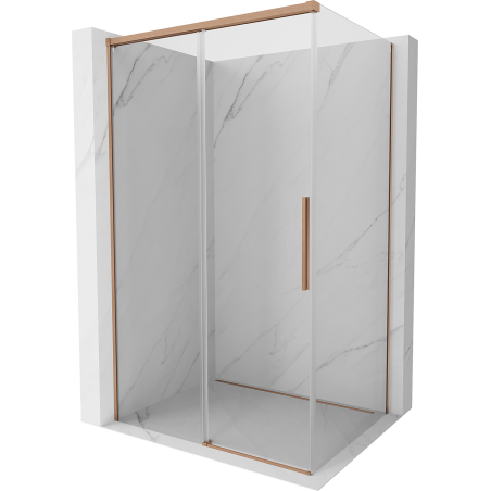Mexen Rox sliding shower enclosure 150 x 120 cm, transparent, brushed copper - 8C2-150-120-65-00