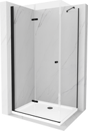 Mexen Lima folding shower cubicle 70 x 100 cm, Transparent, Black + shower tray Flat, White - 856-070-100-70-00-4010B