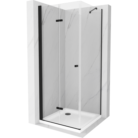 Mexen Lima folding shower cabin 80 x 80 cm, transparent, black + Flat tray, white - 856-080-080-70-00-4010B