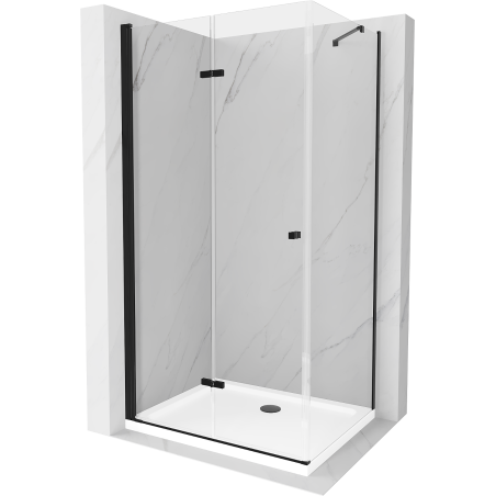Mexen Lima folding shower cubicle 80 x 100 cm, Transparent, Black + shower tray Flat, White - 856-080-100-70-00-4010B