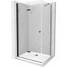 Mexen Lima folding shower cubicle 80 x 100 cm, Transparent, Black + shower tray Flat, White - 856-080-100-70-00-4010B