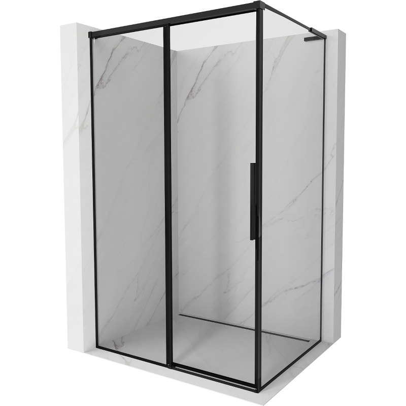Mexen Rox L sliding shower cabin left 110 x 75 cm, black frame, black - 8C2L-110-075-70-70-L
