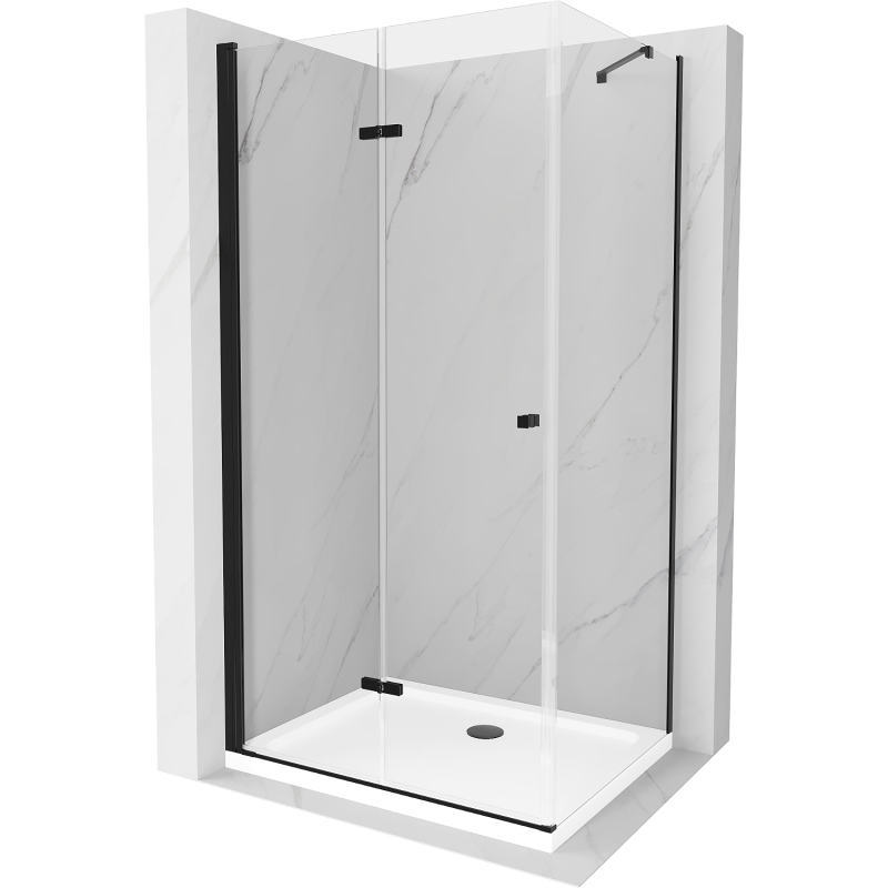 Mexen Lima folding shower cubicle 90 x 70 cm, Transparent, Black + shower tray Flat, White - 856-090-070-70-00-4010B