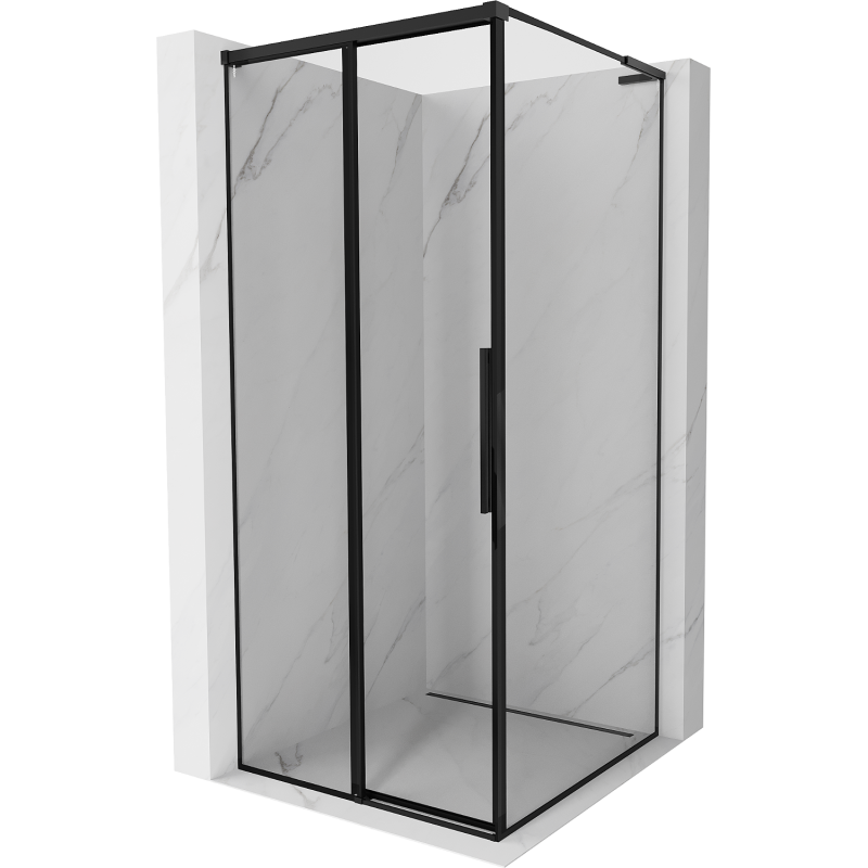 Mexen Rox L left sliding shower cabin 90 x 90 cm, black frame, black - 8C2L-090-090-70-70-L