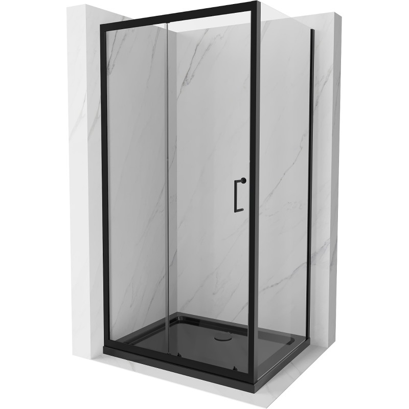 Mexen Apia sliding shower cabin 140 x 100 cm, transparent, black + Flat tray, black - 840-140-100-70-00-4070B