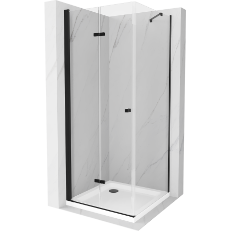 Mexen Lima foldable shower cabin 100 x 100 cm, transparent, black + Flat tray, white - 856-100-100-70-00-4010B
