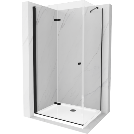 Mexen Lima folding shower enclosure 100 x 120 cm, transparent, black + Flat tray, white - 856-100-120-70-00-4010B