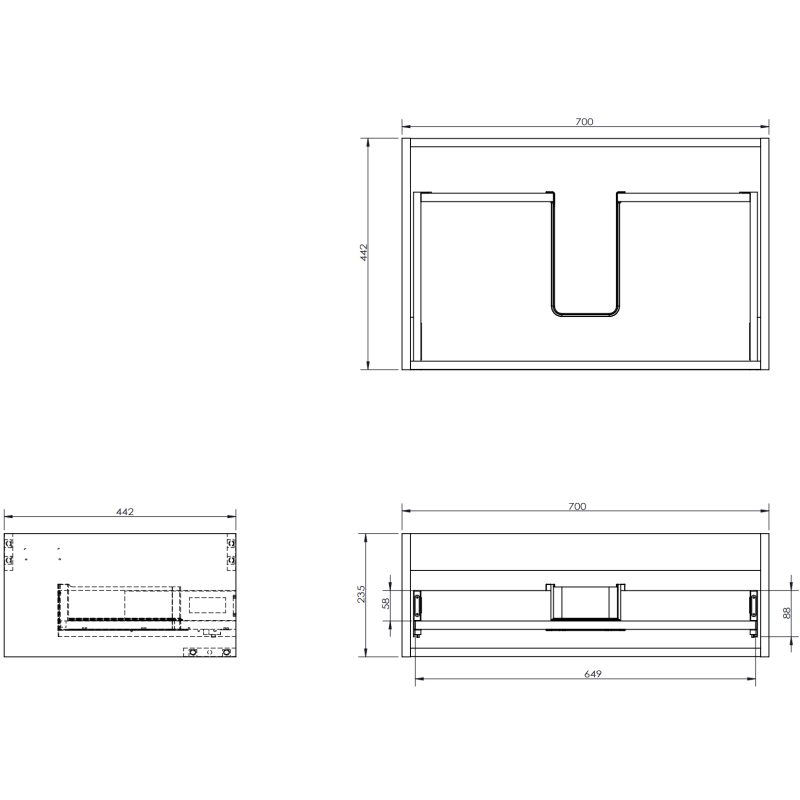 Mexen Orio bathroom cabinet 70 cm with Otis washbasin, 1 drawer, black matte - 91A10-07023-1-BF71-W18M71
