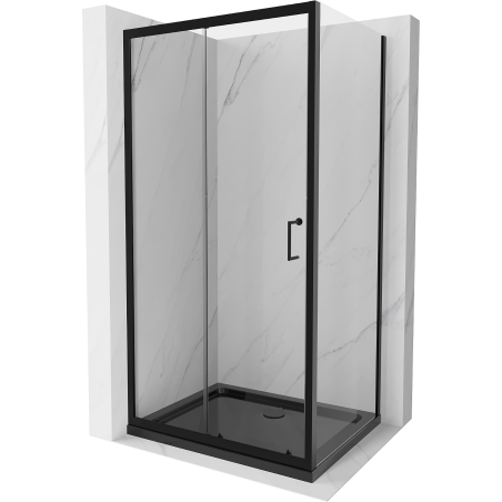 Mexen Apia extendable shower cubicle 120 x 70 cm, Transparent, Black + shower tray Flat, Black - 840-120-070-70-00-4070B