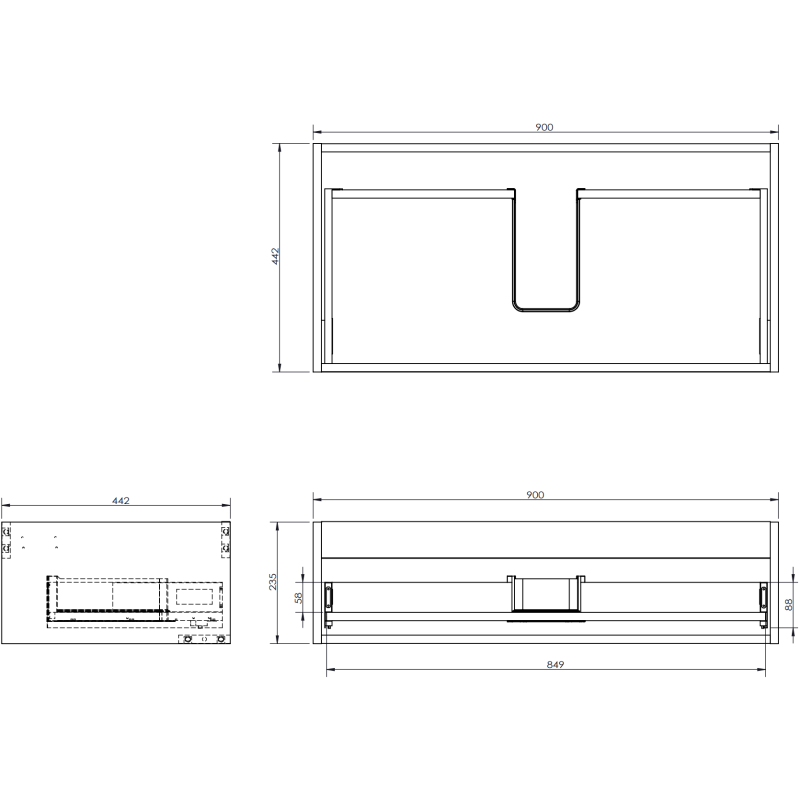 Mexen Orio 90 cm Bathroom Cabinet with Otis Sink, 1 Drawer, Black Gloss/Matte Black - 91A10-09023-1-BF70-W18M71