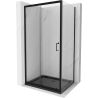 Mexen Apia extendable shower cubicle 100 x 80 cm, Transparent, Black + shower tray Flat, Black - 840-100-080-70-00-4070B