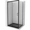 Mexen Apia extendable shower cubicle 100 x 70 cm, Transparent, Black + shower tray Flat, Black - 840-100-070-70-00-4070B