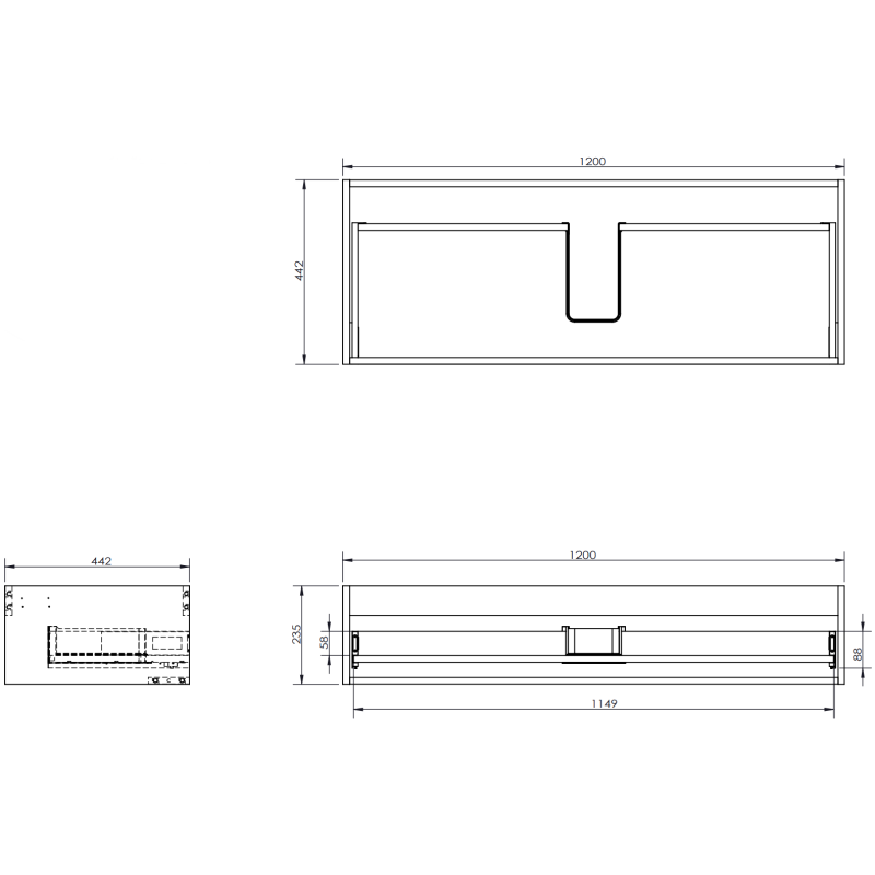 Mexen Orio bathroom cabinet 120 cm with Otis sink, 1 drawer, grey matt/white matt - 91A10-12023-1-BF62-W18M01