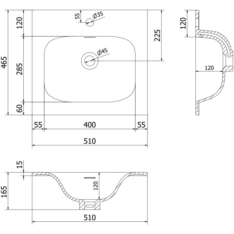 Mexen Orio 50 cm Bathroom Cabinet with Vela Sink, 1 Drawer, Black Gloss/Black Matte - 91A10-05023-1-BF70-W23M71