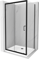 Mexen Apia extendable shower cubicle 140 x 70 cm, Transparent, Black + shower tray Flat, White- 840-140-070-70-00-4010B