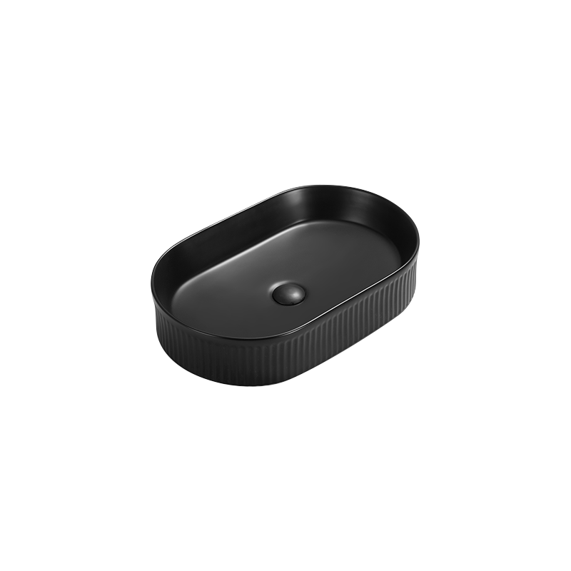 Mexen Grovo countertop washbasin fluted 57 x 36 cm, black matte - 22305785