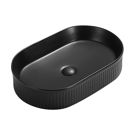 Mexen Grovo countertop fluted washbasin 57 x 36 cm, black matte - 22305785