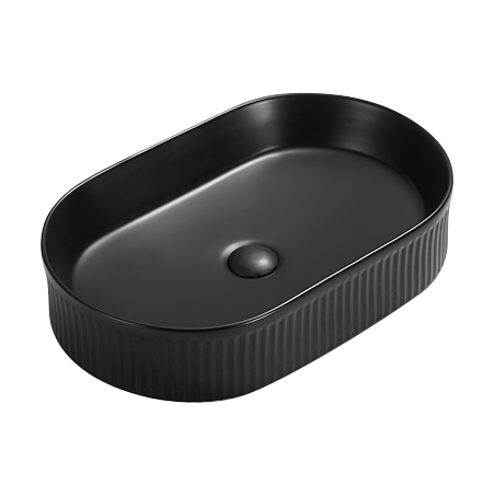 Mexen Grovo countertop washbasin fluted 57 x 36 cm, black matte - 22305785
