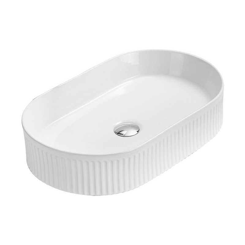 Mexen Grovo countertop ribbed sink 49 x 31 cm, white - 22304900