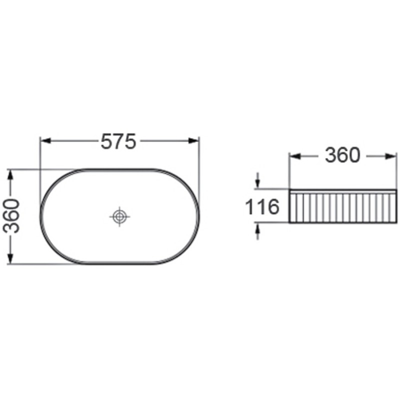 Mexen Grovo countertop fluted washbasin 57 x 36 cm, black matte - 22305785