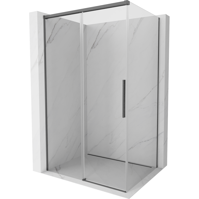 Mexen Rox sliding shower enclosure 155 x 95 cm, transparent, brushed gun gray - 8C2-155-095-66-00