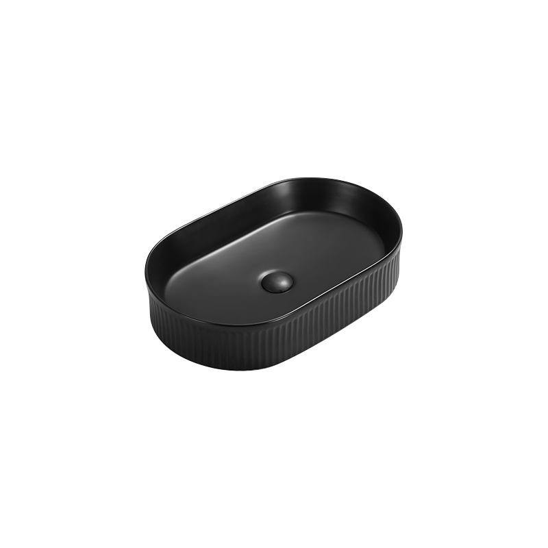 Mexen Grovo countertop washbasin ribbed 49 x 31 cm, black matte - 22304985