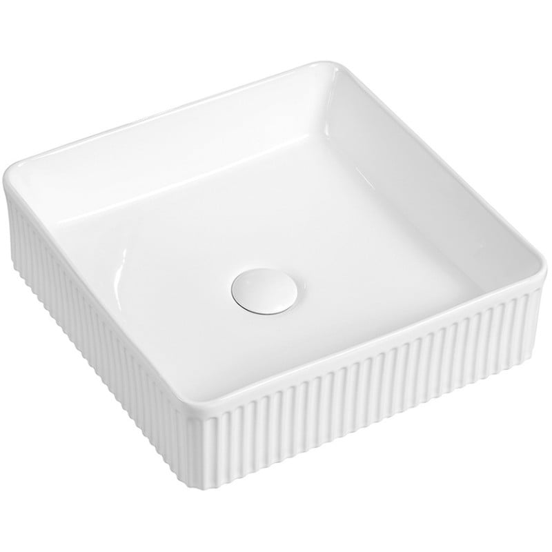 Mexen Grovo countertop washbasin ribbed 41 x 41 cm, white - 22304100