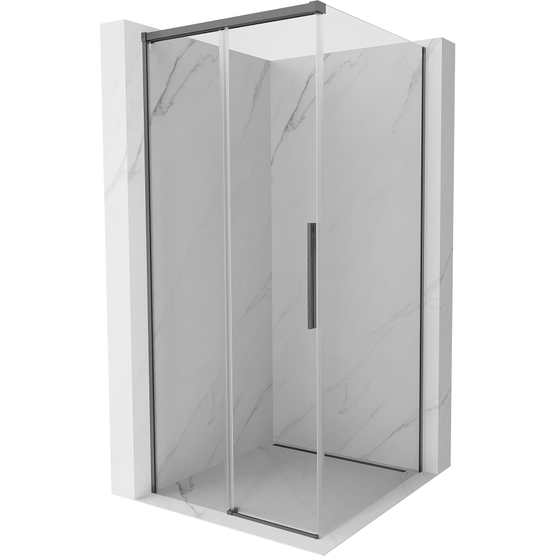 Mexen Rox sliding shower enclosure 100 x 100 cm, transparent, brushed gun gray - 8C2-100-100-66-00