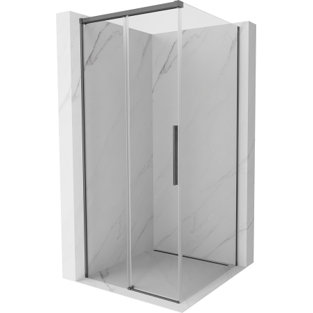 Mexen Rox sliding shower enclosure 100 x 100 cm, transparent, brushed gun gray - 8C2-100-100-66-00
