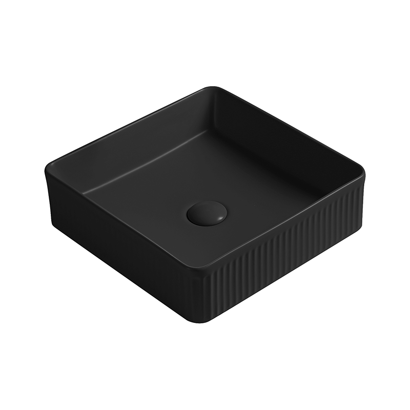 Mexen Grovo countertop washbasin grooved 41 x 41 cm, black matte - 22304185