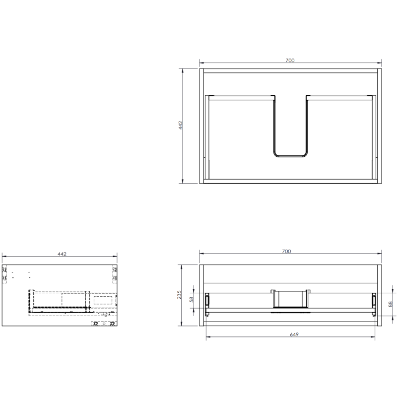 Mexen Orio bathroom cabinet 70 cm with Vela washbasin, 1 drawer, black gloss/black matte - 91A10-07023-1-BF70-W23M71