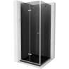 Mexen Lima folding shower cubicle 80 x 80 cm, Graphite, Chrome + shower tray Flat, Black - 856-080-080-01-40-4070