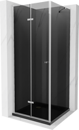 Mexen Lima folding shower cubicle 80 x 80 cm, Graphite, Chrome + shower tray Flat, Black - 856-080-080-01-40-4070