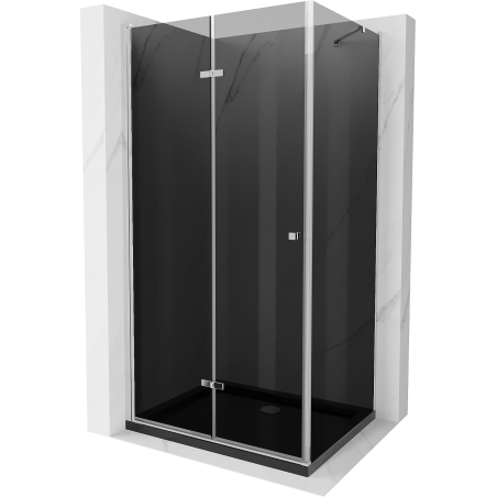 Mexen Lima folding shower enclosure 80 x 100 cm, graphite, chrome + Flat tray, black - 856-080-100-01-40-4070