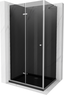 Mexen Lima folding shower enclosure 80 x 100 cm, graphite, chrome + Flat tray, black - 856-080-100-01-40-4070