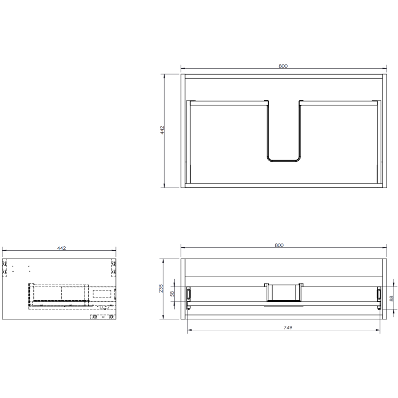 Mexen Orio bathroom cabinet 80 cm with Vela washbasin, 1 drawer, graphite matt/white matt - 91A10-08023-1-BF66-W23M01