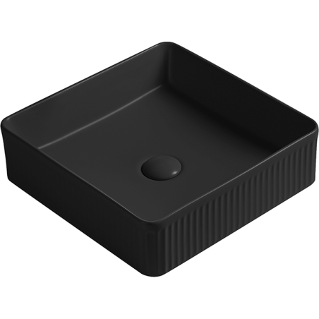 Mexen Grovo grooved countertop washbasin 37 x 37 cm, black matte - 22303785