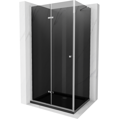 Mexen Lima folding shower cabin 90 x 120 cm, graphite, chrome + Flat tray, black - 856-090-120-01-40-4070