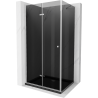 Mexen Lima folding shower cubicle 100 x 80 cm, Graphite, Chrome + shower tray Flat, Black - 856-100-080-01-40-4070