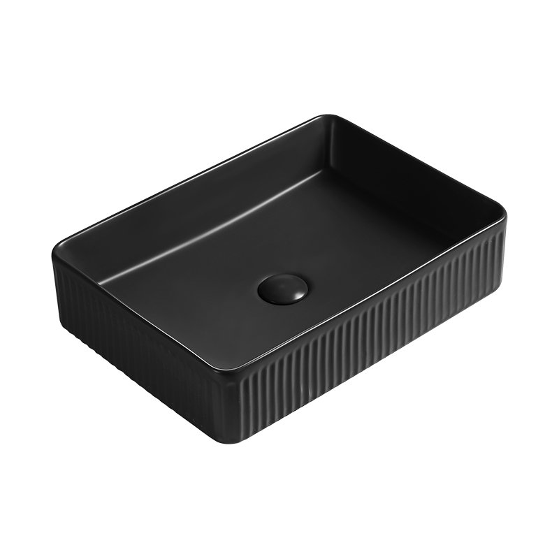 Mexen Grovo countertop reeded basin 50 x 34 cm, black matte - 22305085