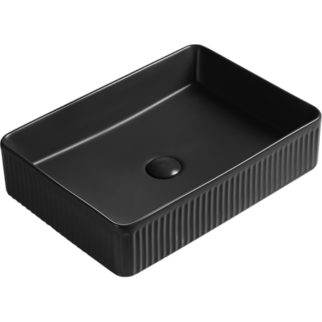 Mexen Grovo countertop reeded basin 50 x 34 cm, black matte - 22305085
